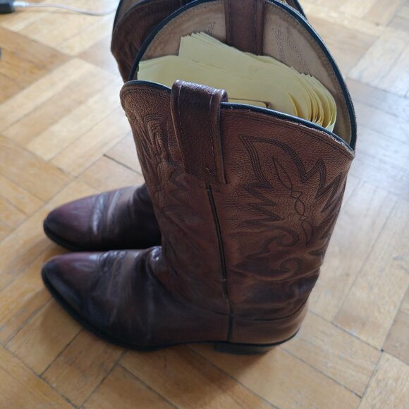 Vintage Brown Dan Post Leather Cowboy Boots size 10D - Picture 2 of 8